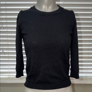 J Crew XS Black 3/4 Sleeve Top